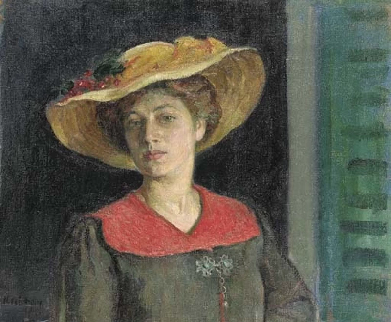 Donna con cappello giallo